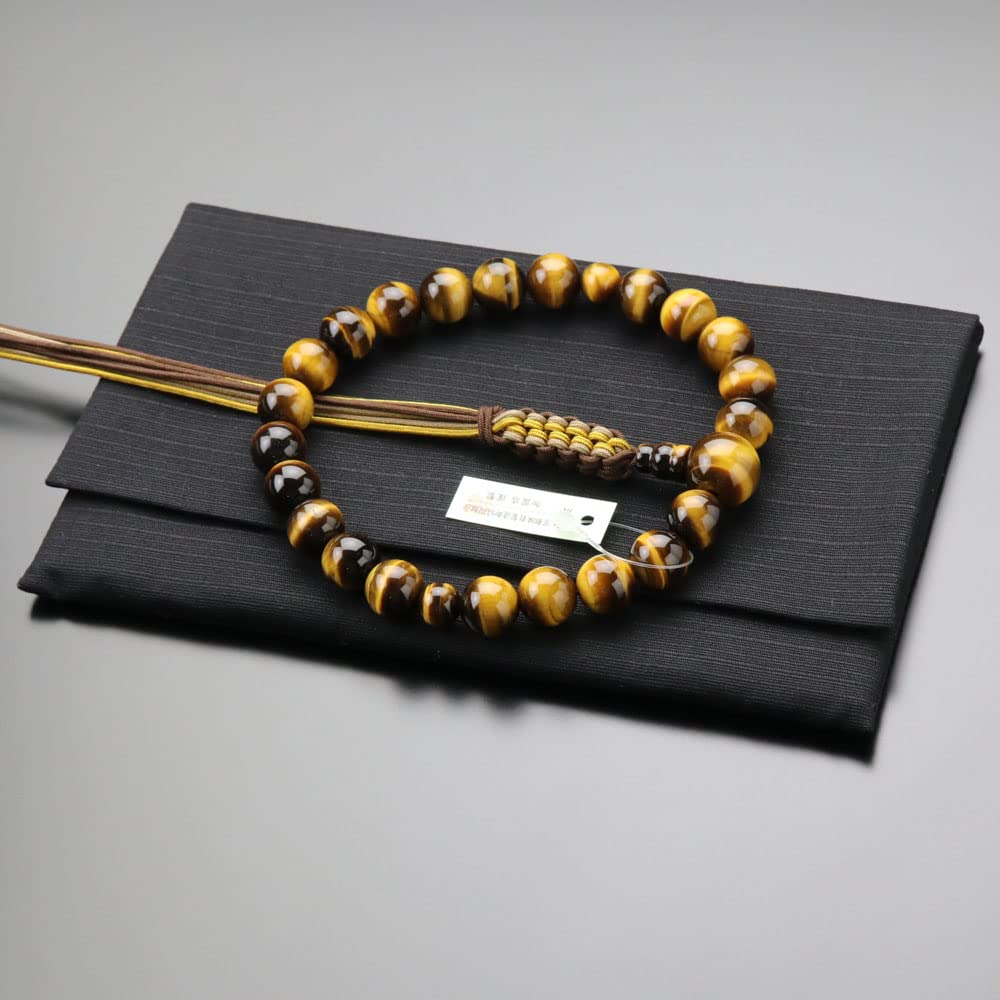 Jodo Shinshu Prayer Beads for Men 22 Beads Tiger Eye Stone String Prayer Beads Kyoto Prayer Beads Shinshu Buddhist Disciples Tiger Eye Stone Tiger Eye