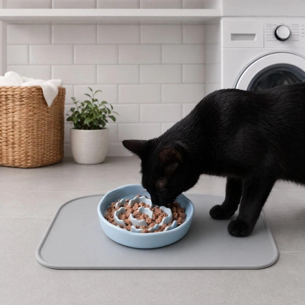 Ceramic Pet Drinking Eating Feeder Anti Tipping Cats Feeder Basin for Kitten/Puppy/Bunny