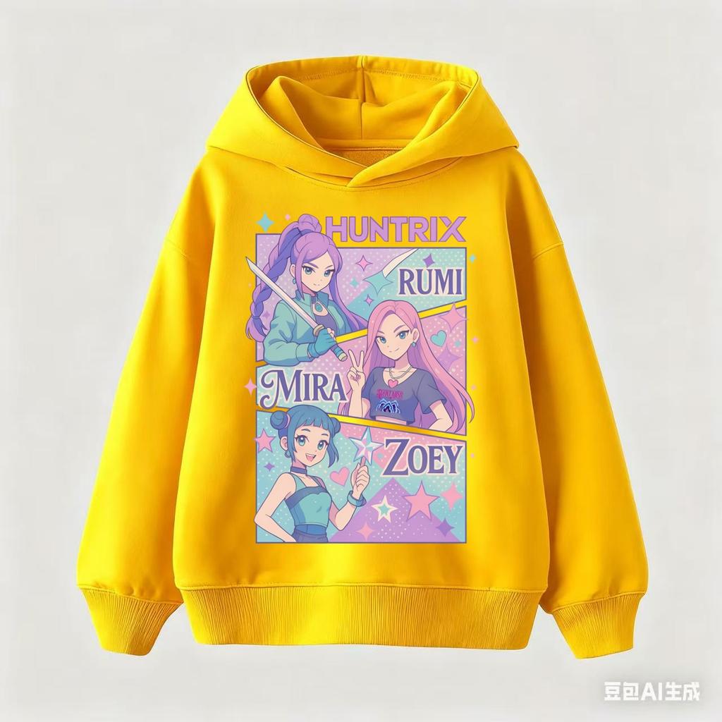 KPop Dämonenjäger Hoodies Baby Mädchen Jungen Kleidung Mode Lässige Kapuzenpullover K-Pop Dämonenjäger Pullover Kinder Outfits Gif