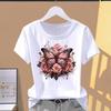 (Asian Size) lovely flower butterfly 90s Short Sleeve T-shirts Print O-neck Fashion Female Casual Women's Top T Clothing Graphic Tee