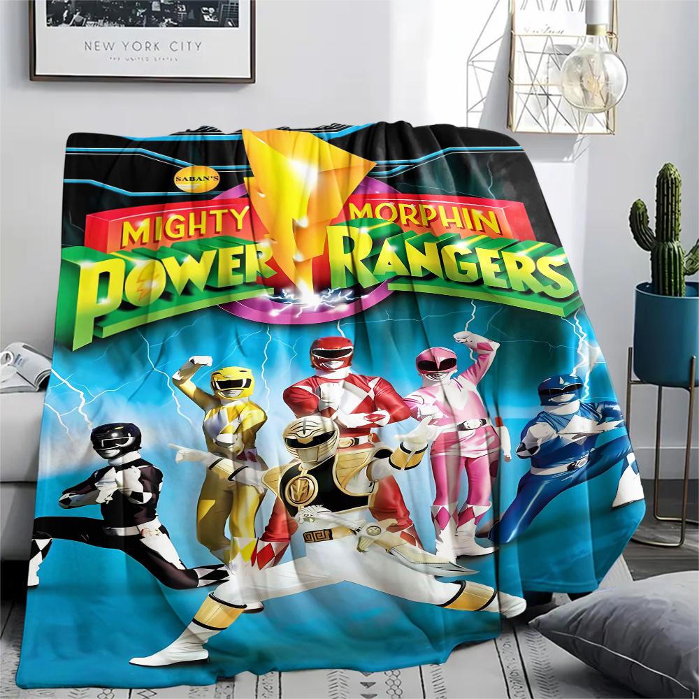 1 Stück Power Rangers Aufdruck Flanelldecke, Hohe Qualität, Bequem für alle Jahreszeiten, Heimdekoration, Wärme und Komfort, Perfekt für Geschenke
