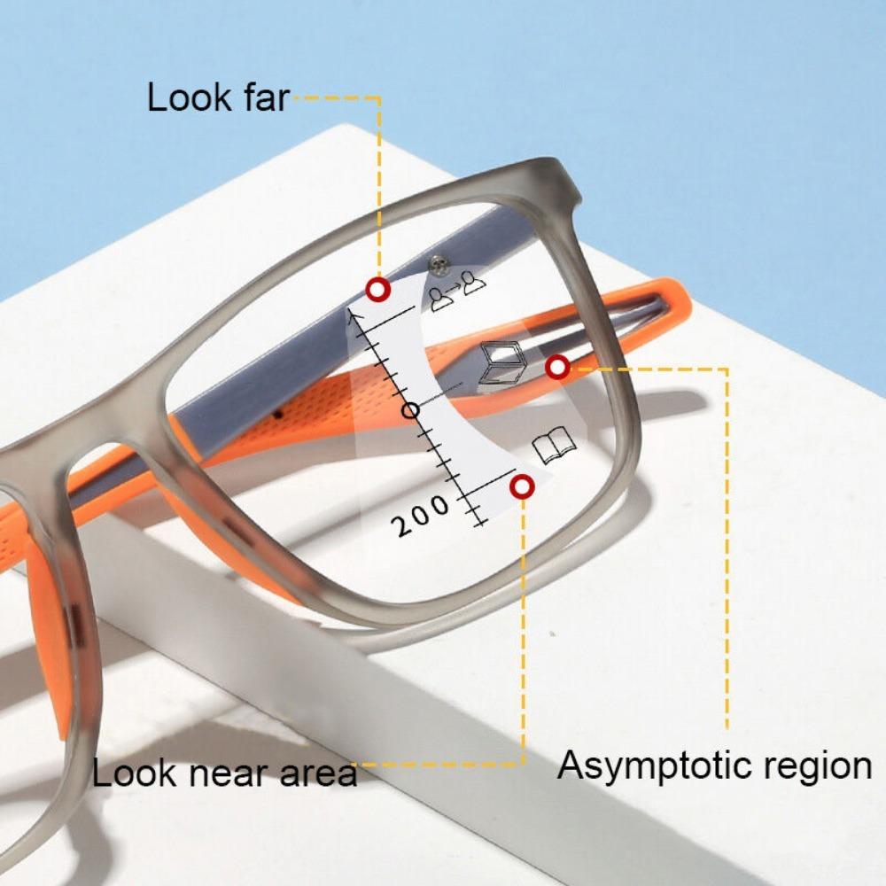 Pochromic Progressive Multifocal Reading Glasses Look Far and Near Eyeglasses Men Sport TR90 Frame Anti Blue Light Graded Eye