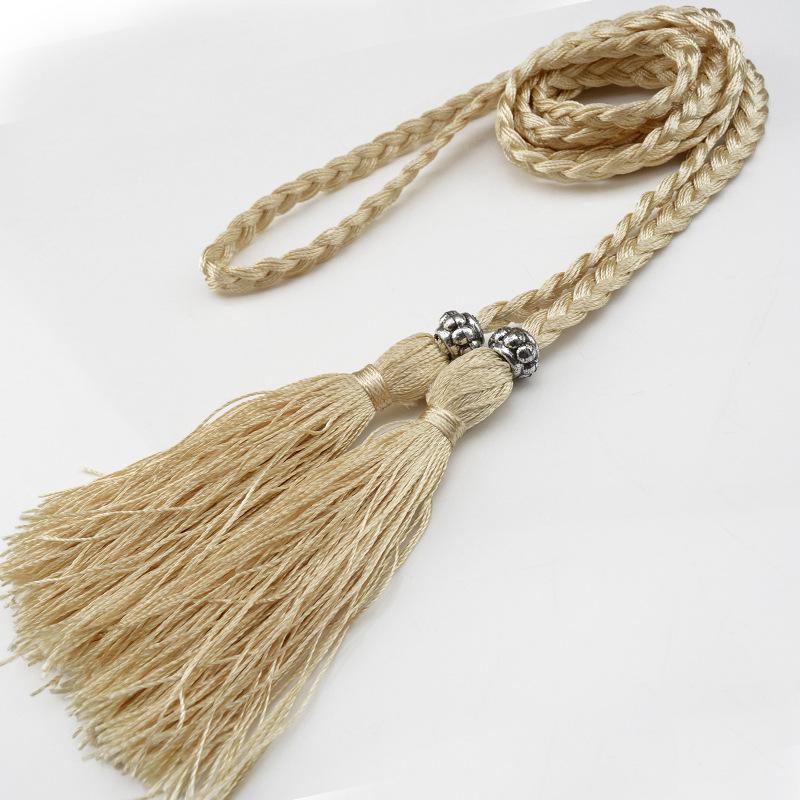 Damesleren riem in Koreaanse stijl met strik en kwastje tailleketting