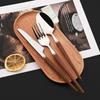 24Pcs New Wooden Handle Dinnerware Cutlery Set Stainless Steel Tableware Knife Fork Tea Spoons Silverware Western Flatware