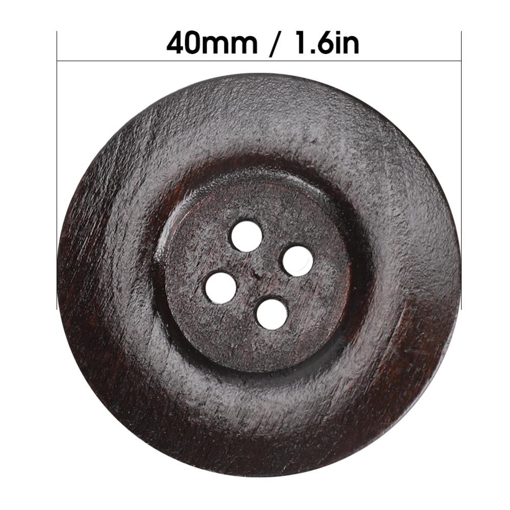 30pcs 40mm Craft Sewing Buttons 4 Holes Round Wood Buttons Vintage Style Coat Buttons  DIY Crafts