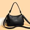 Daily Commuting Two Layers Casual Tote Hand Bags Quality Oil Pu Leather Shoulder Crossbody Bags for Women Mother's Handbags