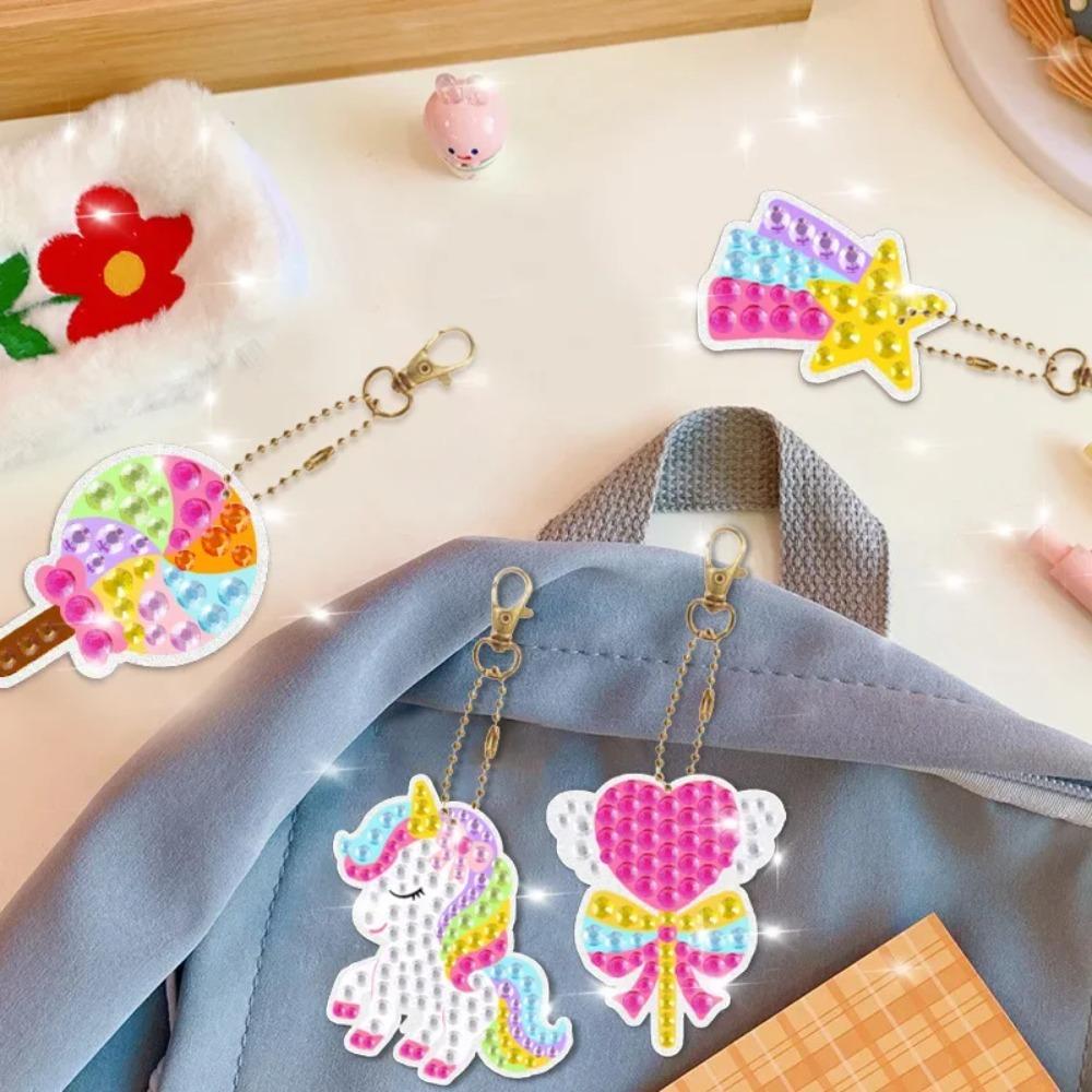 Children's Cartoon Unicorn Magic Gemstone Diamond Painting Children's Set, Homemade Keychain Sticker Art Craft Children's Girl