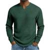 Camicia da Uomo a Maniche Lunghe in Maglia Waffle - Scollo a V, Tessuto Morbido e Traspirante, Vestibilità Rilassata per l'Uso Quotidiano Casual