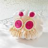 Travel Vacation Style Exaggerated Shell Earrings Women'S Niche Color Raffia Hand-Woven Ear Pendants