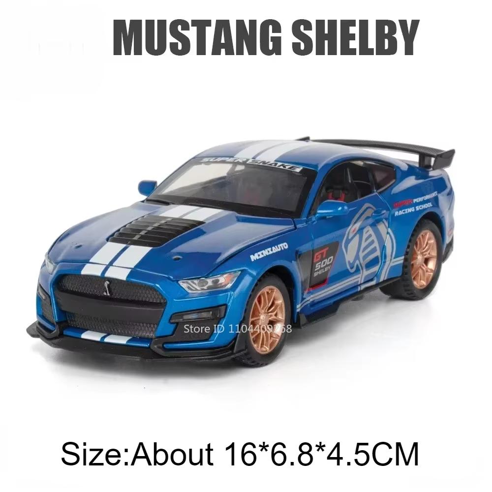 Scale 1:32 Shelby GT500 Cobra Model Car Toy Alloy Diecast Wheel Suspension Fine Details Supercar Models Sound Light Gifts