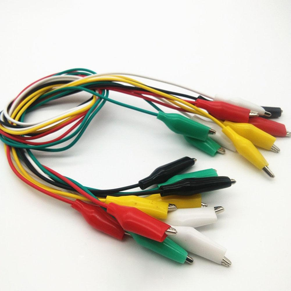 10pcs Crocodile Clips Test Leads Electrical Clamp Insulated 48cm Cable