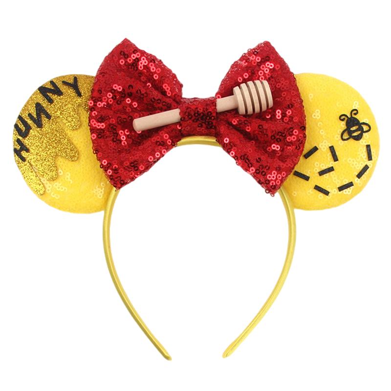 Disney Mickey 3.3"Velvet Ears Headband For Girls Soft Bow Hairband Halloween Festival Party Christmas DIY Hair Accessories