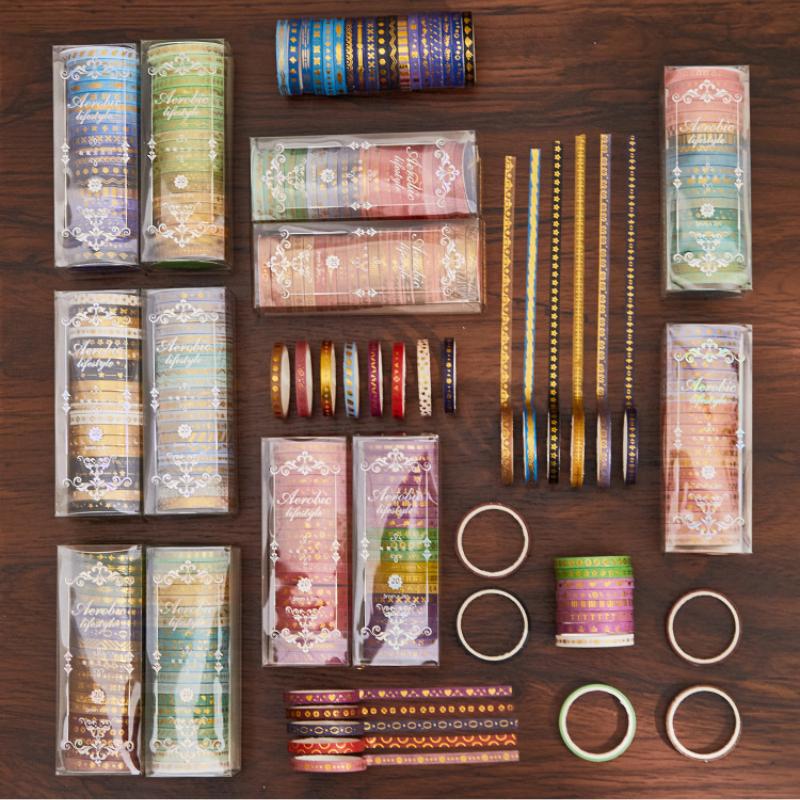 Hot Stamping and Paper Tape Collage DIY Hand Account Frame Pull Strip Decorative Sticker with Extremely Fine Dividing Lines