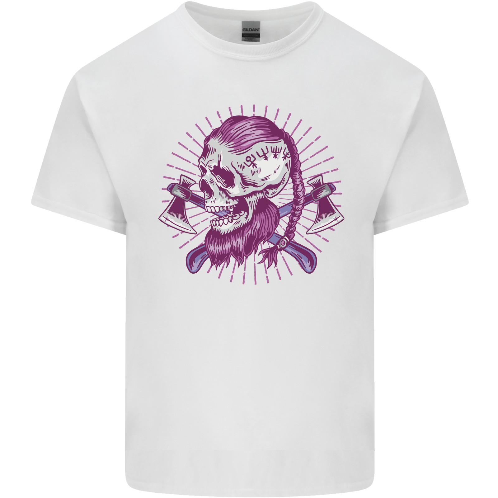 Viking Axe Skull Mens Cotton T-Shirt Tee Top S разноцветный