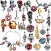 Iron Man Spider-Man Hulk Thor Charm Beads Pendant Fit Snake Silver Bracelet Necklace Beads For Diy Jewelry Women Gift