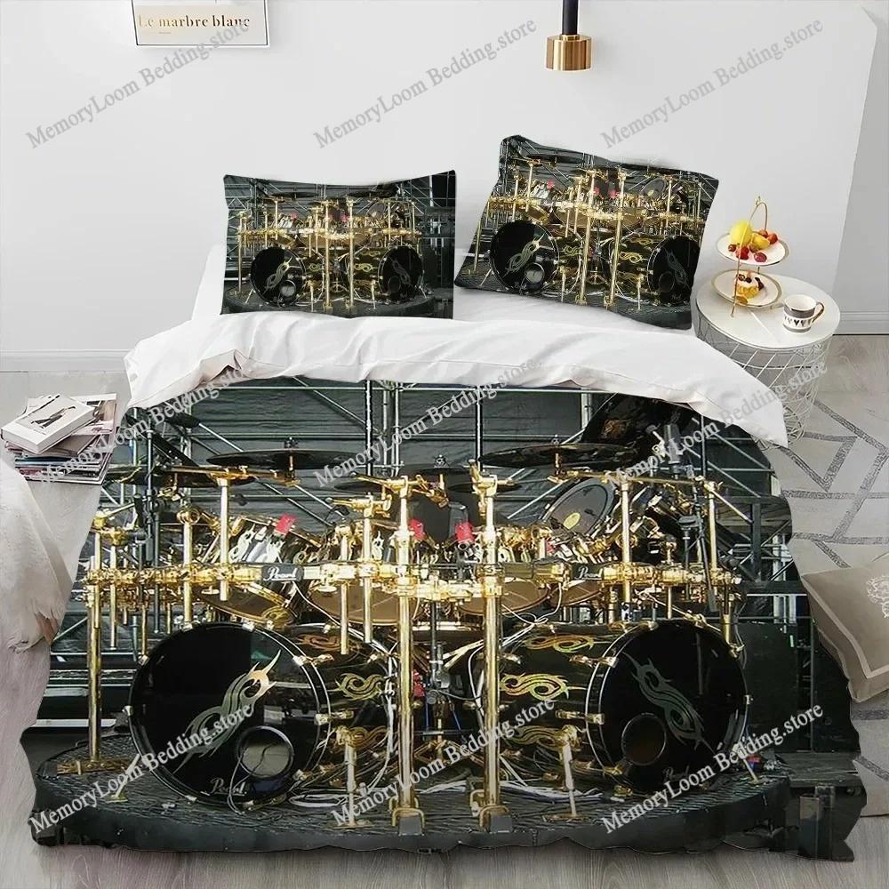 Art Style Unique Drum Kit Music Instruments Guitar Bedding Set Queen/King Size Duvet Cover Comforter Soft Bed Sheet Set Decor