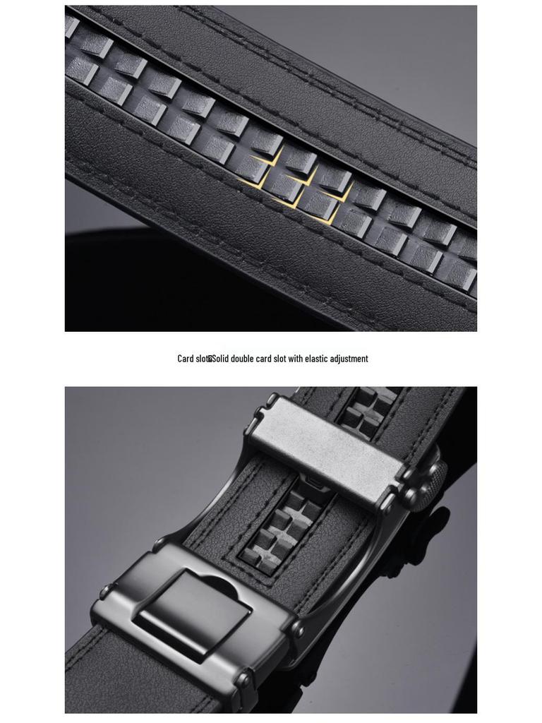 Men's Leather Belt - Casual Business Style with Smooth Alloy Automatic Buckle