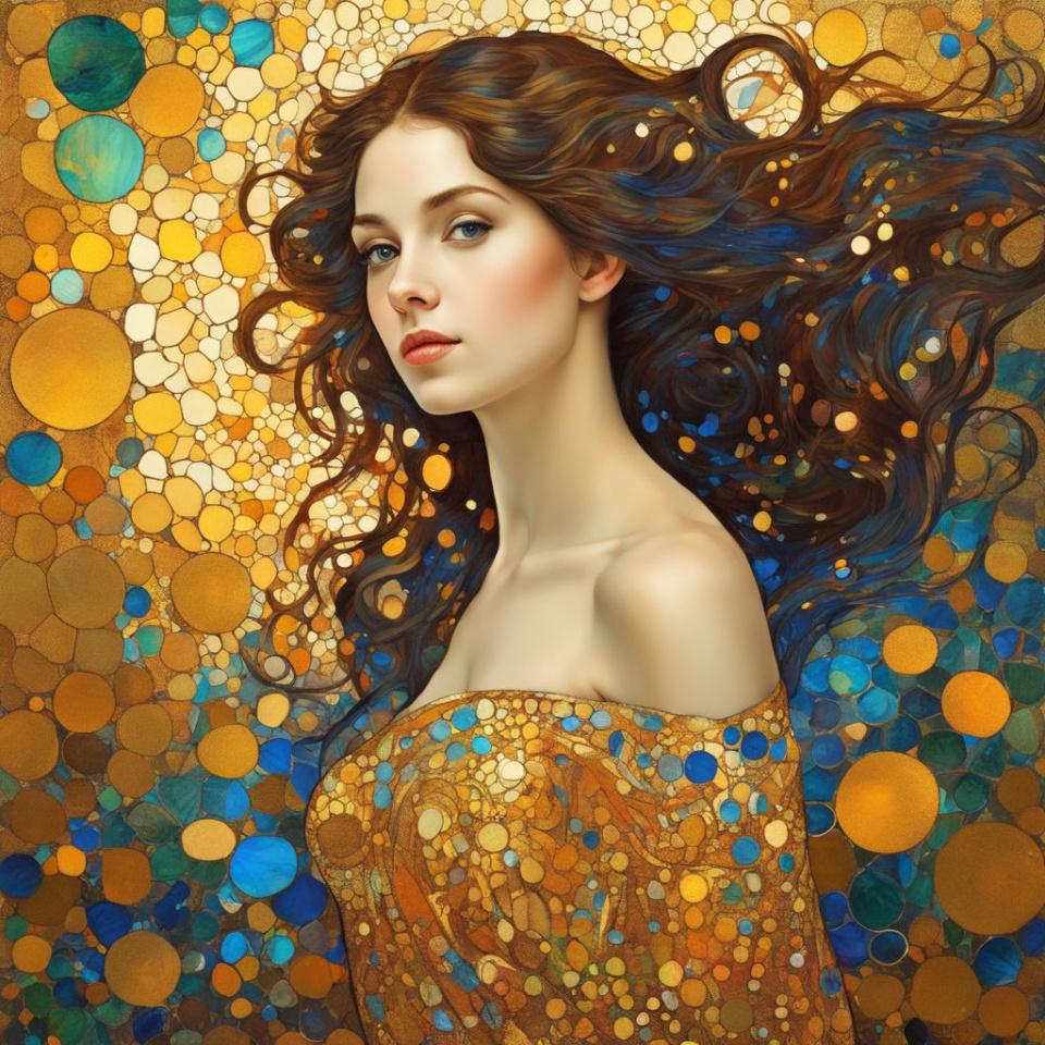 Gustav Climt Schönheit 5D DIY Diamantmalerei Neu 2024 Mädchen mit goldenem Haar Voll Quadratisch Rund Diamant Mosaik Stickerei Wanddeko