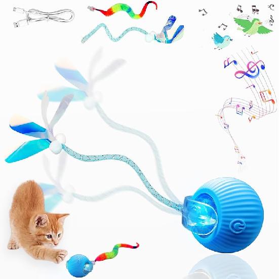 New Upgraded Cat Ball Toy - Speedy Tail 2.0 Cat Toy, Interactive Cat Toy Ball, Stimulating Toys and Juguetes para Gatos, Cat Toys for Bored Indoor