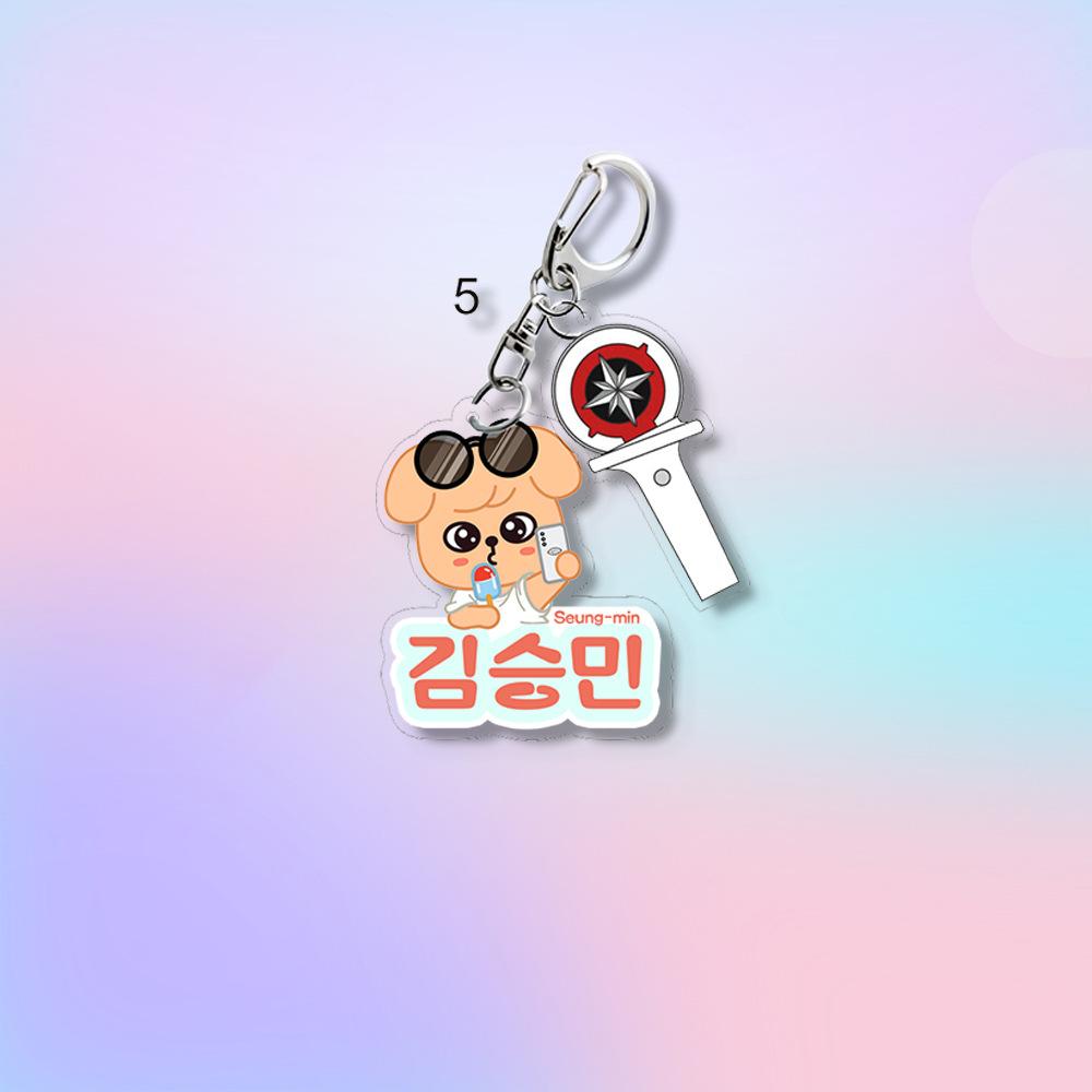 Stray Kids SKZOO Summer Keychain with Lightstick Charm, Cartoon Animal+Light Stick Pendant, Kpop STAY Fans Bag Accessory Key Ring Merch Gift