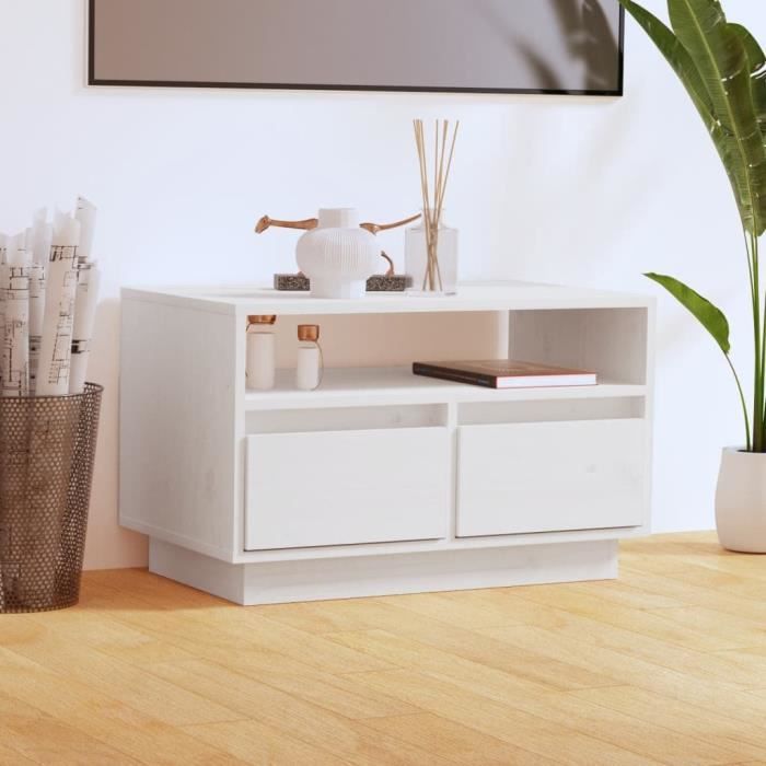 VidaXL Meuble TV Blanc 60x35x37 cm Bois de pin massif 813426