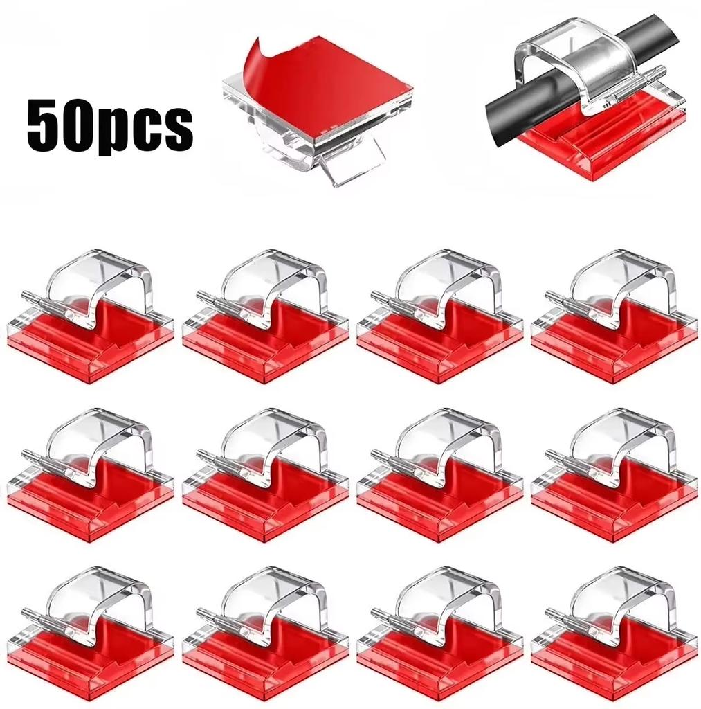 50/100PCS Cable Organizer Clips Cable Management Wire Manager Cord Holder USB Charging Data Line Bobbin Winder Wall Mounted Hook