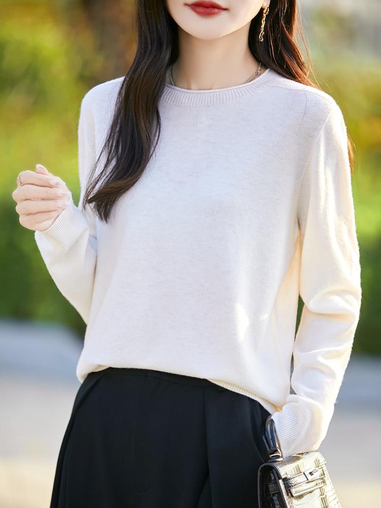 Women's Cashmere Sweater Qinghe Cashmere 50% Silk 50% Wool Autumn and Winter Cashmere Pullover Soft and Warm