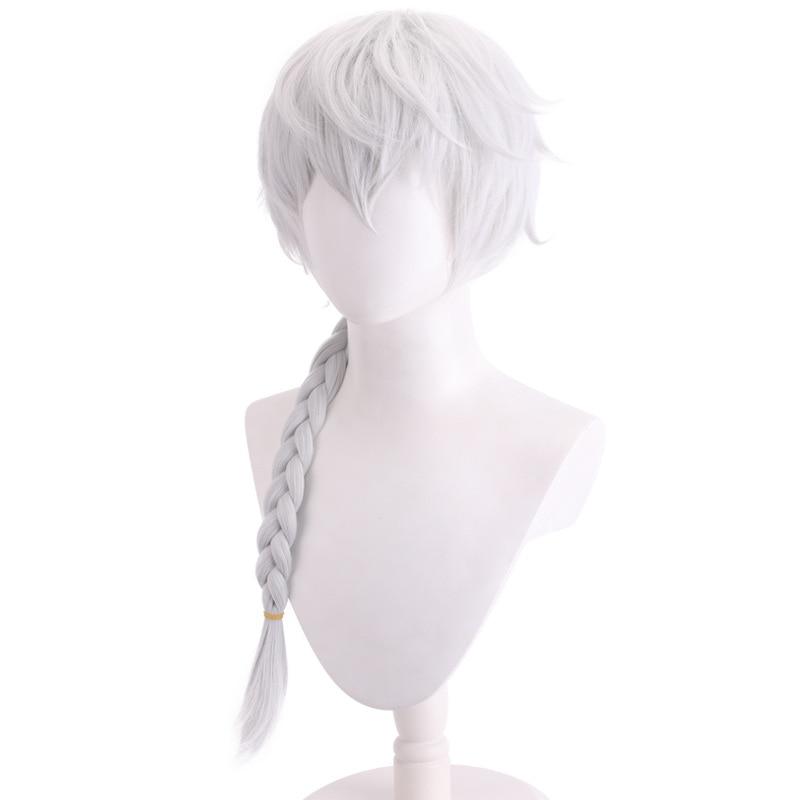 Cosplay-Perücken, 85 cm, Nikolai Gogol Cosplay-Perücke, Anime Bungo Stray Dogs 4, Nikolai Gogol-Perücke, hellcyanfarbenes Geflecht, hitzebeständige Haarperücken