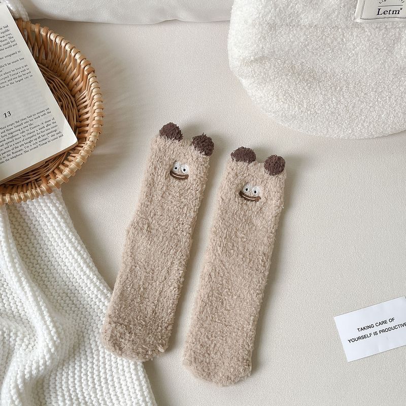 Șosete Drăguțe Desen Animat Femei Toamnă Iarnă Groase Calde de Podea Dormit Șosete Coral Velvet Termice Lolita Kawaii Șosete Cadouri de Crăciun