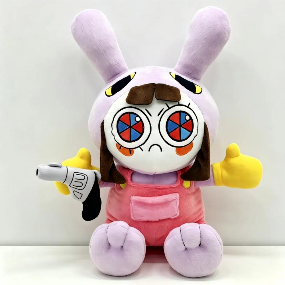 25CM Funny Maid Jax Plush Rabbit Doll Holding Gun Soft Stuffed Animal Amazing Digital Doll Circus Cartoon Toy For Kids Gift