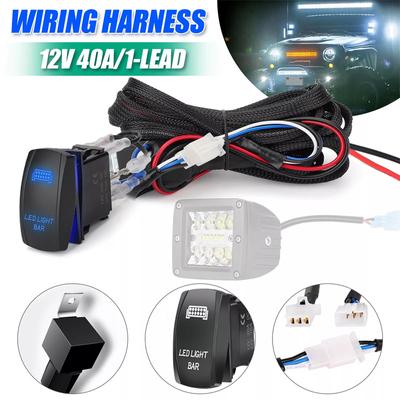 1 Set Barre de Travail LED 12V Laser Interrupteur à Bascule Kit de Faisceau Relais 40A Jeu de Fusibles Câbles 3 Broches Adaptateurs Prises Accessoires Auto