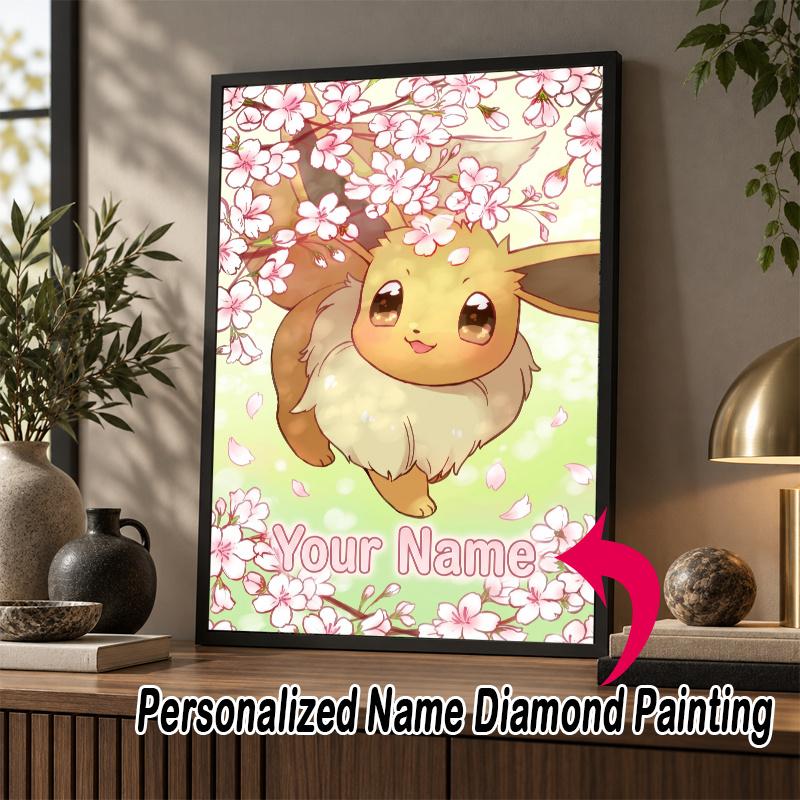 Personalized Eevee Diamond Art Custom Name 5D Diamond Painting Full Drill DIY Craft