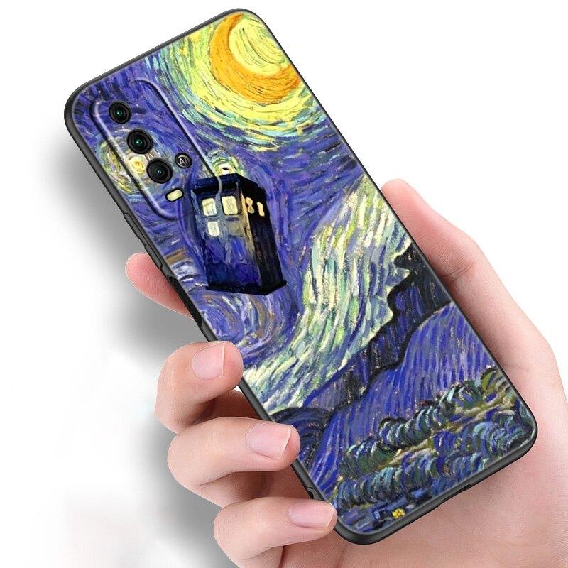 Custodia Tardis Box Doctor Who Van Gogh Per Xiaomi Redmi Note 11 10 9 8 Pro 11T 10T 10S 9S 8T 9 9A 9C 9T Cover Nera Coque Funda