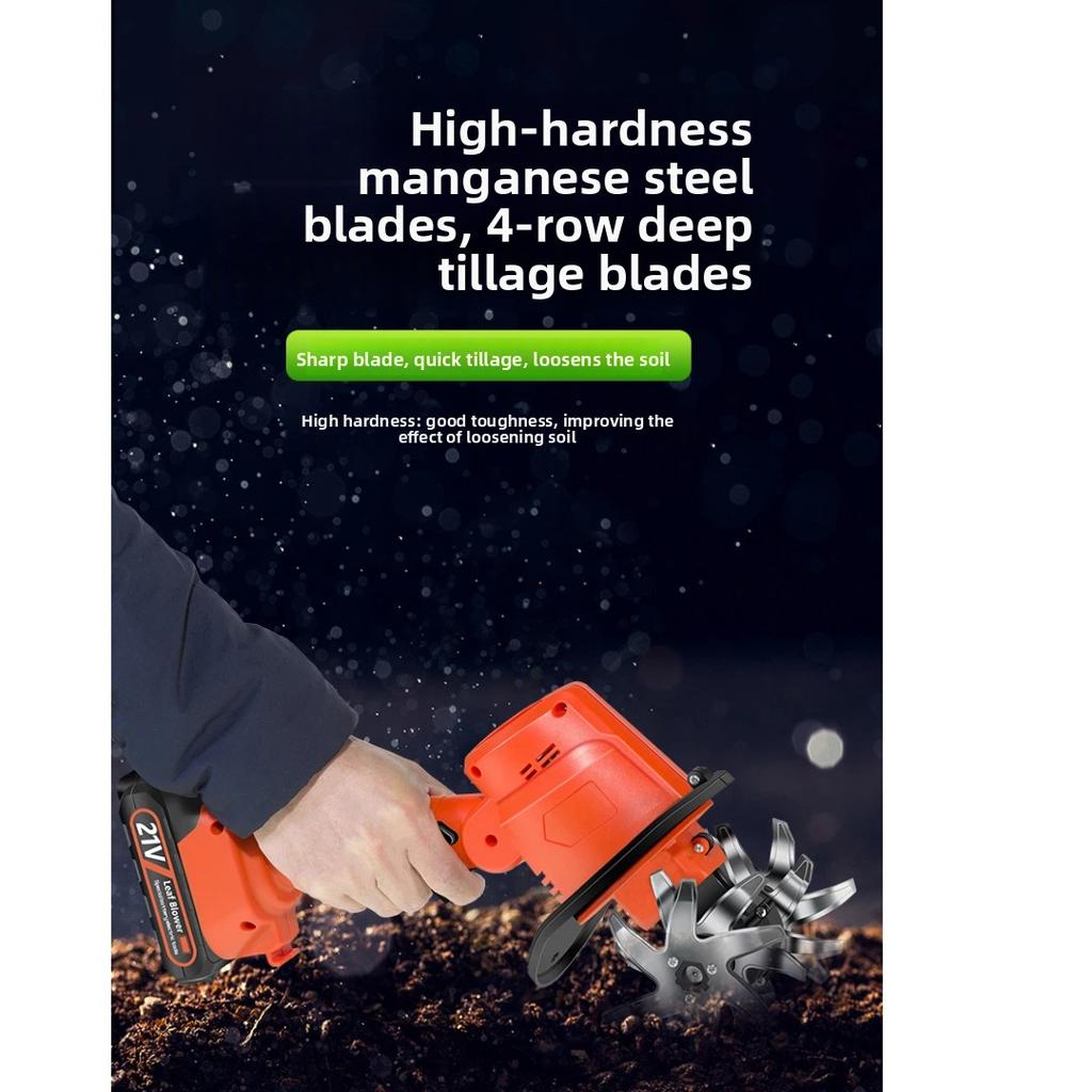 Motozappa Elettrica Portatile da Giardino, Coltivatore Manuale a Batteria al Litio, Strumento per Sarchiatura e Allentamento del Terreno