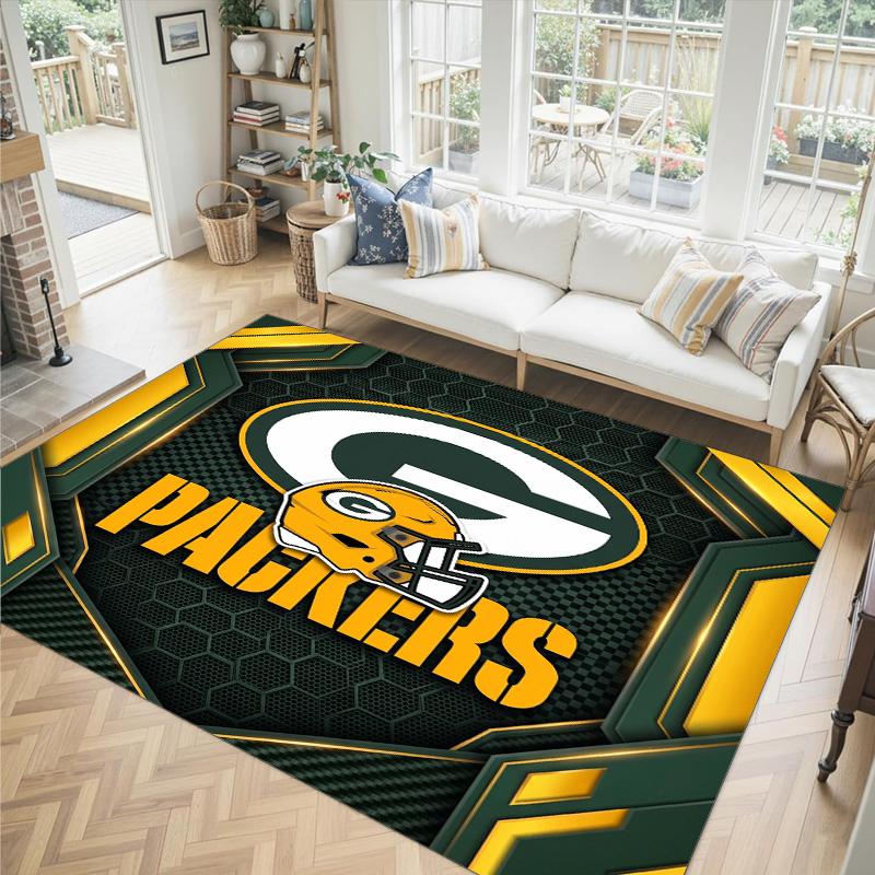 Tappeto in Velluto Cristallo Design Green Bay Packers Accogliente Non?Tappeto Stampato Antiscivolo per Camera da Letto Soggiorno Ingresso