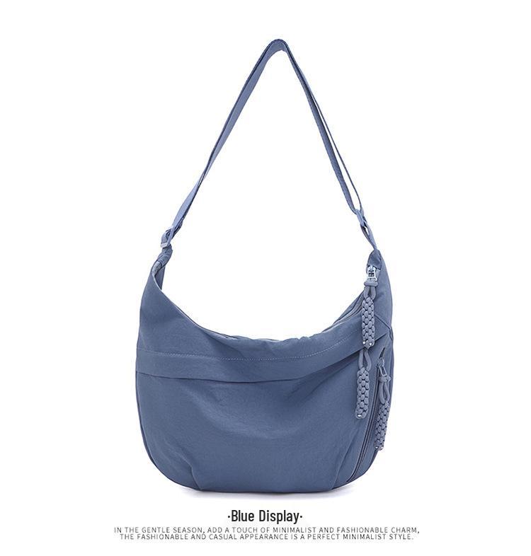 

Korean Style Casual Canvas Crossbody Bag - Versatile, Large Capacity, Relaxed Pleated Design синий