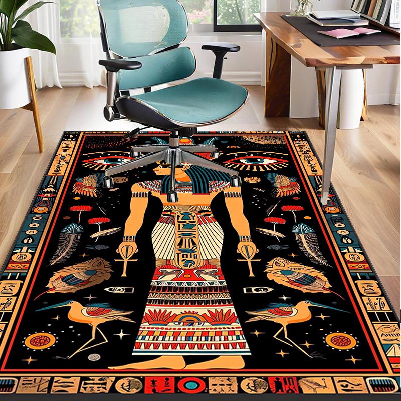 Ancient Egyptian Hieroglyphics Office Rug Chair Mat, Entryway Carpet, Suitable for Front Door, Bedroom, Living Room, Desk, Holiday Gift