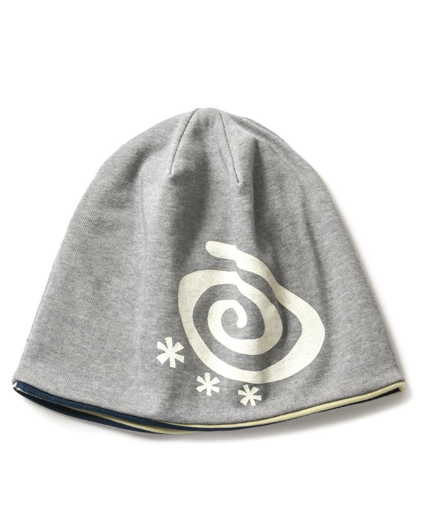 AMOU Reversible Stripe Beanie Gray