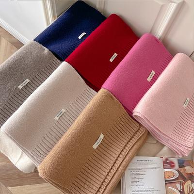 Wool Winter Scarf For Women Soft Solid Color Warm Thicken Knitted Shawl Wrap Lady Wool Blanket Scarves Echarpe
