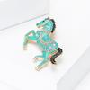 Brooch Pin Galloping Horse Enamel Rhinestones Studded Brooch Chinese Zodiac Year of Horse Brooch Clothing Decoration