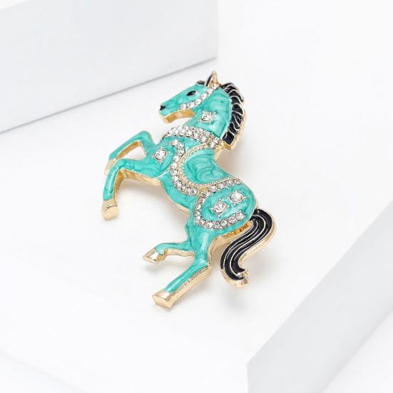 Brooch Pin Galloping Horse Enamel Rhinestones Studded Brooch Chinese Zodiac Year of Horse Brooch Clothing Decoration