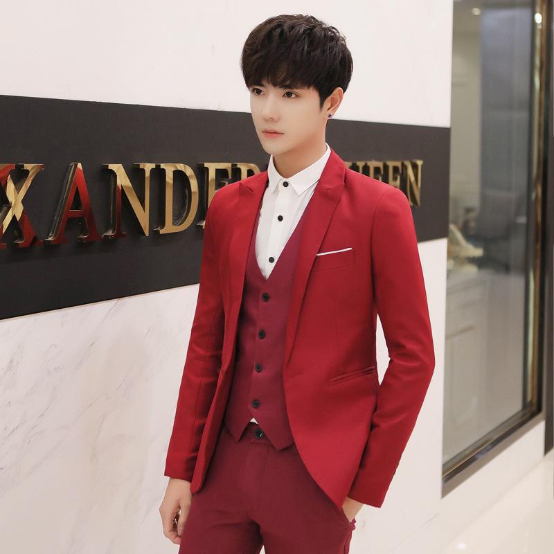 

Мужской тонкий пиджак в деловом стиле в корейском стиле XXL вино красного