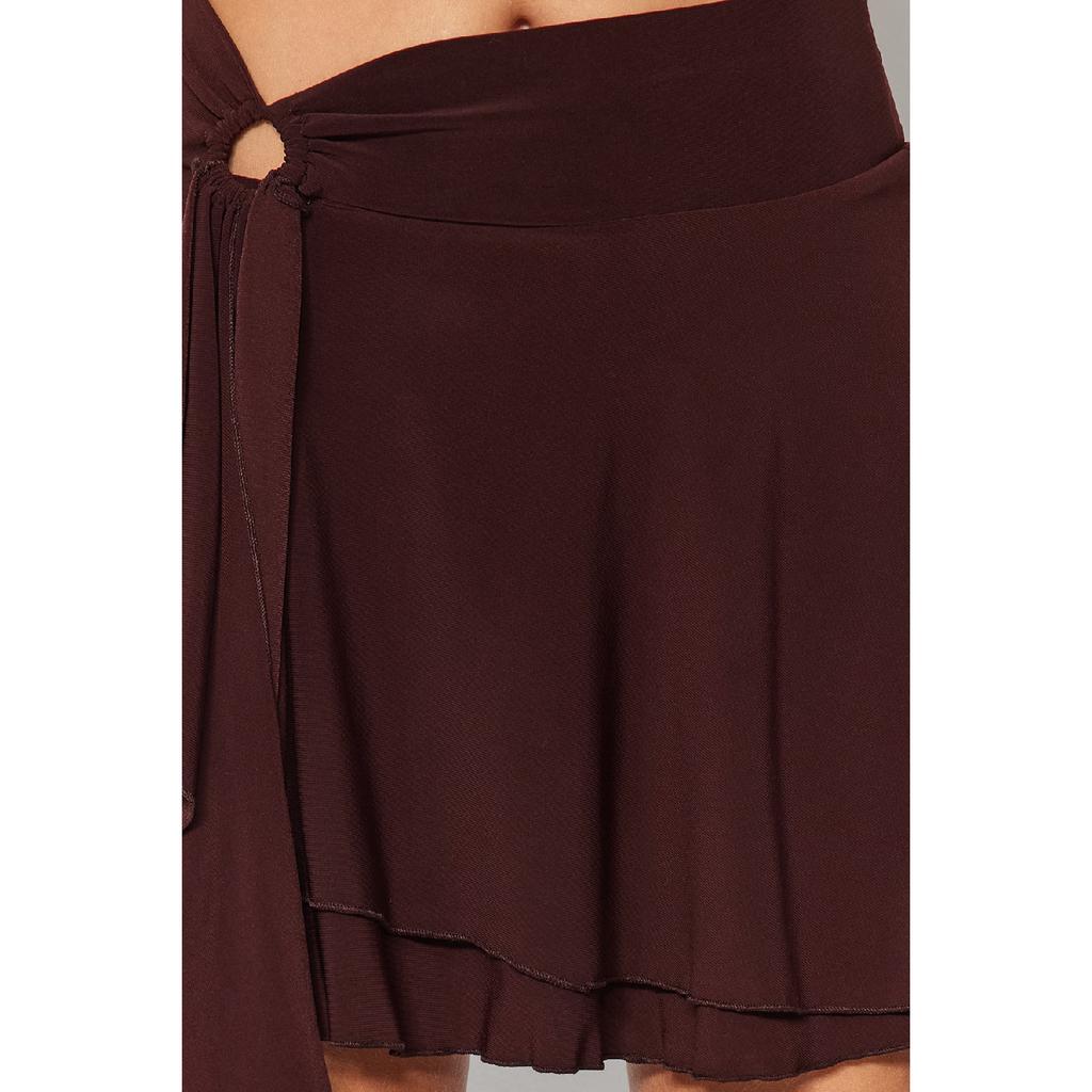 Brown Ruffle Detailed Flounce Mini Knitted Skirt Twoaw24et00214
