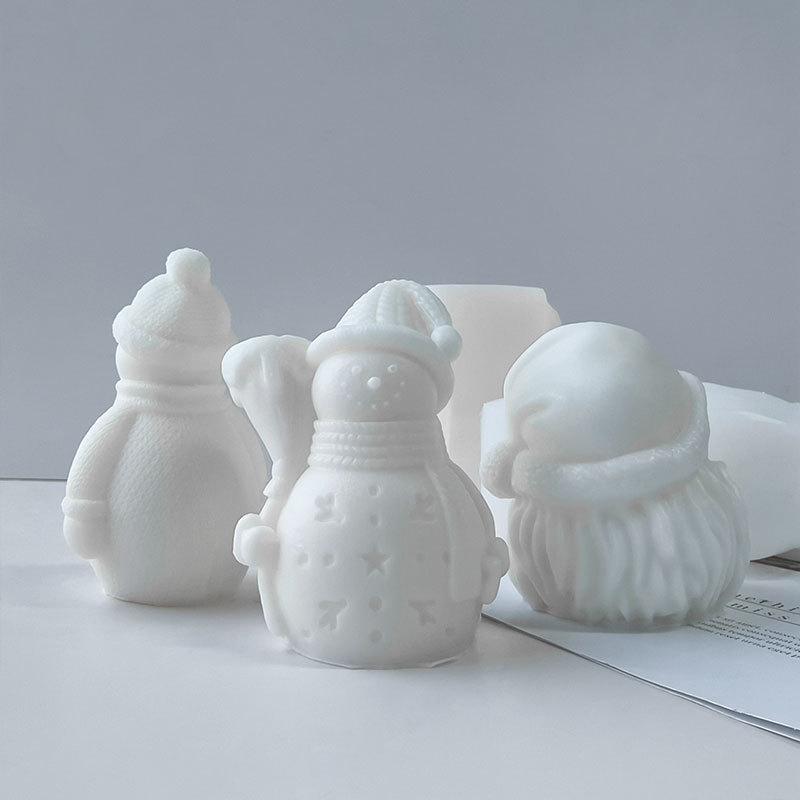 DIY Schneemann Weihnachtsmann Silikonform Handgemachte Aroma-Kerzen Gipsornamente Form Weihnachts-Kerzen Deko Formen