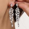 ZAKOL Wedding Bridal Dangle Earrings Luxury Leaf Cubic Zirconia Fashion Design Women’s Earrings Aesthetic Jewelry