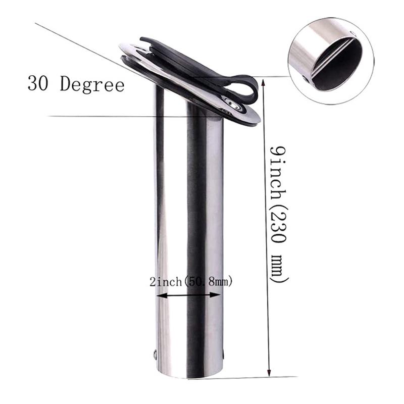 15/30/90 Degree 316 Stainless Steel Fishing Rod Holder with PVC Cap Inner Tube and Gasket for Boat Marine Accessories