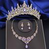 Crystal Bridal Jewelry Sets Women Tiaras Earrings Choker Necklace Wedding Dress Bride Crown Jewelry Set Costume Accessory