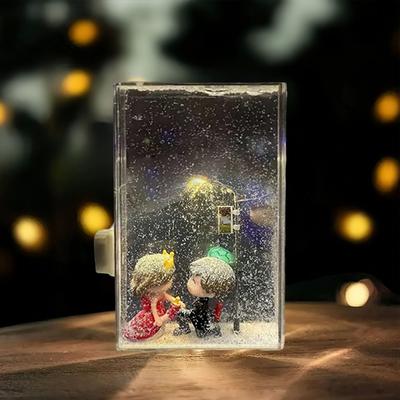 Snowy Night Nightlight Decorative Lamp Xmas Handmade Couple Landscape Snow Scene Night Light Decorations Street Lamps Home Decor