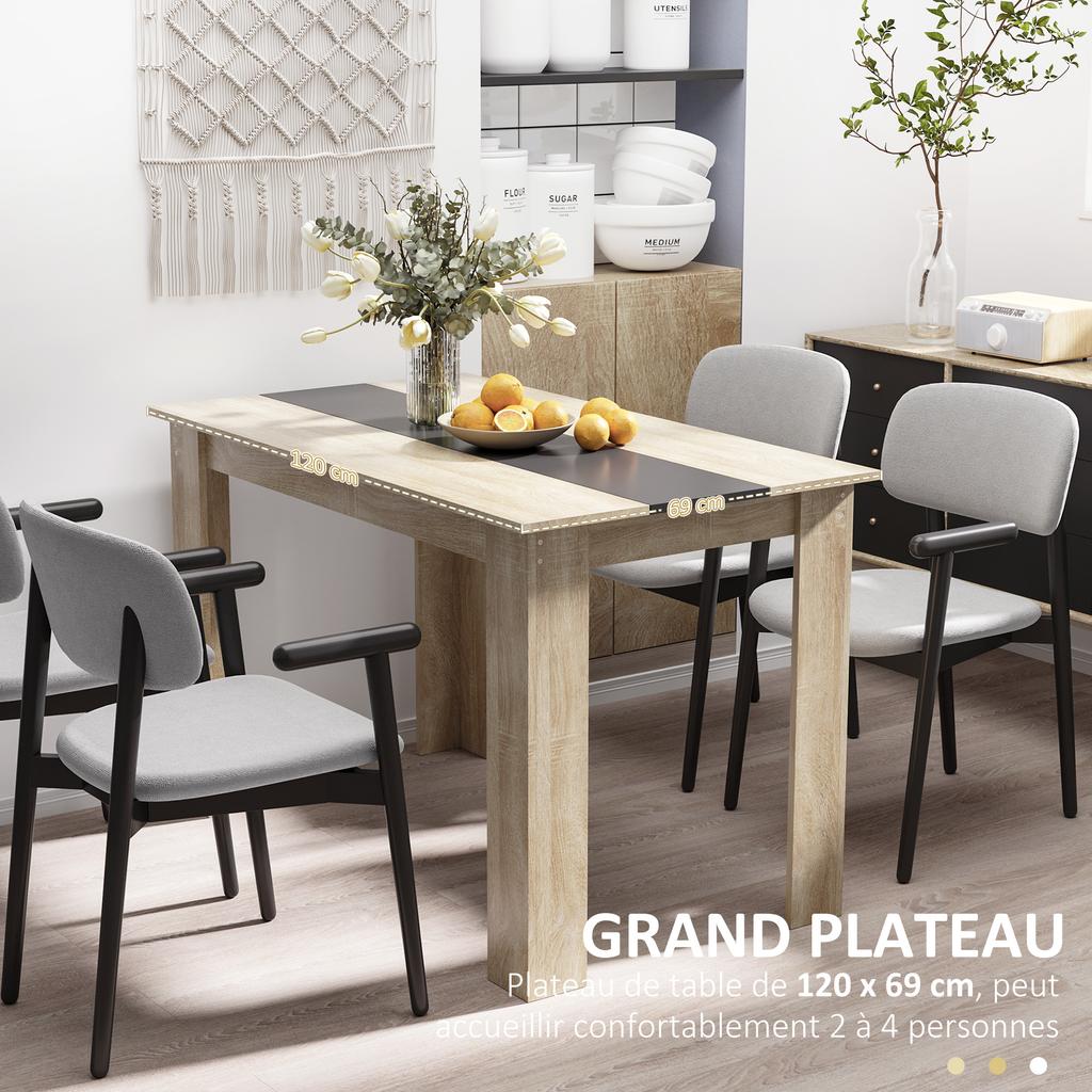Dining Table Kitchen Table Modern Design with Large Top 2-4 People In Wood Dim. 120L X 69W X 75H Cm