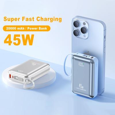 For Laptop 20000mAh 45W Power Bank Portable 10000mAh USB C Cable Fast Charging Mobile External Battery For iPhone Samsung Xiaomi
